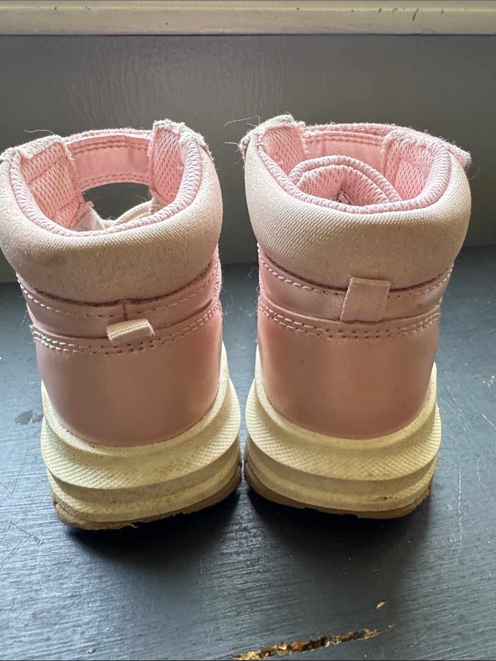 OshKosh B'gosh pink metallic hiker lace up boots  with Velcro strap size 10 kids - Picture 3 of 6